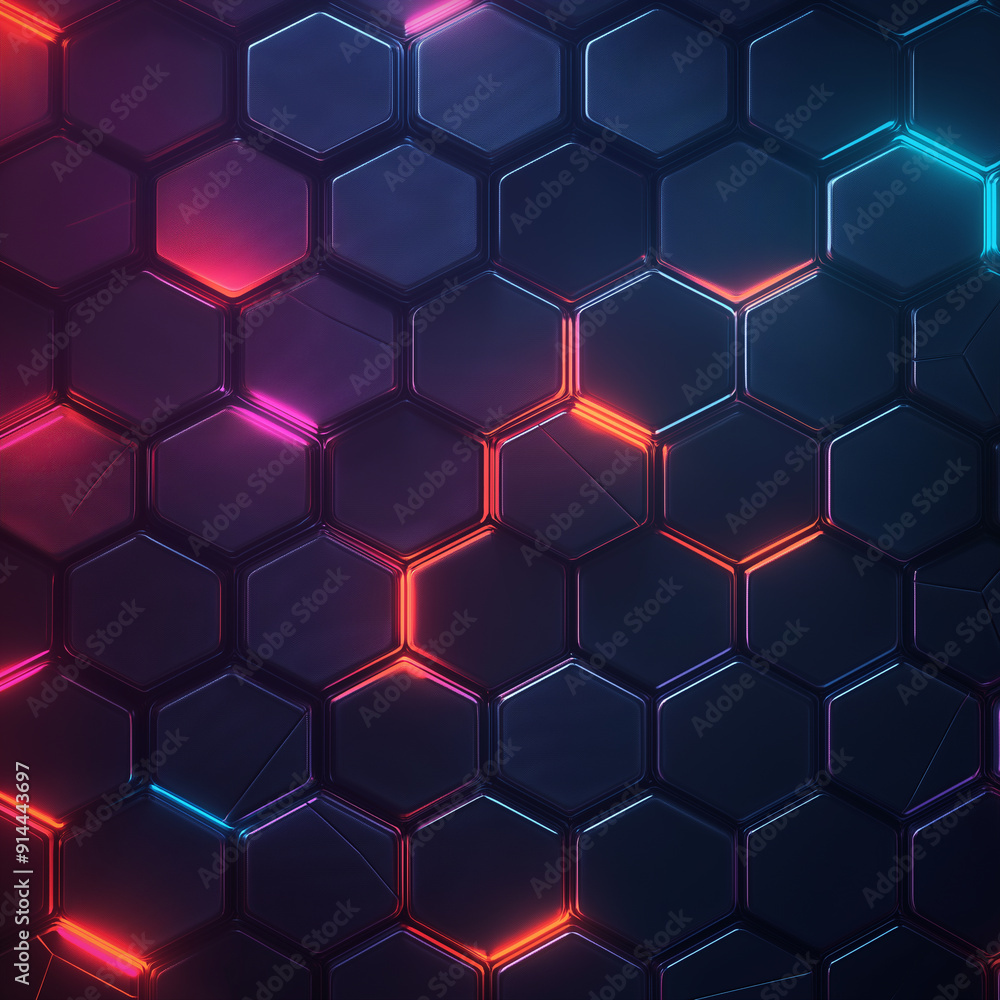 A colorful hexagonal pattern with neon lights A colorful hexagonal pattern with neon lights