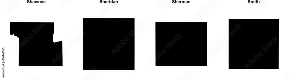 Shawnee, Sheridan, Sherman, Smith outline maps Shawnee, Sheridan, Sherman, Smith outline maps