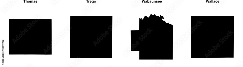 Thomas, Trego, Wabaunsee, Wallace outline maps Thomas, Trego, Wabaunsee, Wallace outline maps