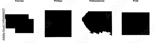 Pawnee, Phillips, Pottawatomie, Pratt outline maps