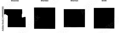 Shawnee, Sheridan, Sherman, Smith outline maps