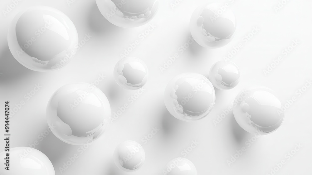 Abstract design featuring floating white spheres on a clean background, ideal for modern art or minimalistic themes. Abstract design featuring floating white spheres on a clean background, ideal for modern art or minimalistic themes.