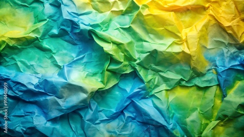 Wallpaper Mural A vibrant watercolor painting of a crumpled paper texture, showcasing a blend of blues, greens, and yellows with soft, flo  AI Generated Torontodigital.ca