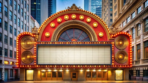Chicago theater marquee sign with space for customizable text, Chicago, theater, marquee, sign, customizable, lights