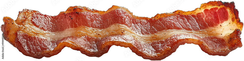This image shows two strips of bacon one with visible seasoning or glaze placed on a flat surface with the focus sharp and the background out of focus This image shows two strips of bacon one with visible seasoning or glaze placed on a flat surface with the focus sharp and the background out of focus