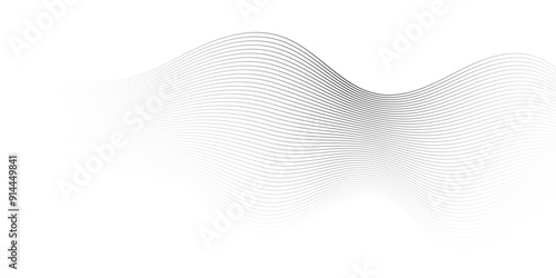 Abstract white blend digital wave lines and technology transparent background. Minimal carve wavy white and gray flowing wave lines and glowing moving lines. Futuristic sound wave lines background.
