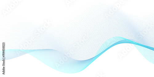 Abstract blue blend digital wave lines and technology transparent background. Minimal carve wavy white and blue flowing wave lines and glowing moving lines. Futuristic sound wave lines background.