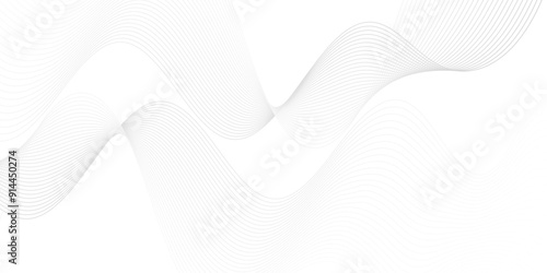 Glowing flow abstract white blend digital wave lines and technology transparent background. Minimal carve wavy white and gray flowing wave lines and glowing moving lines. Futuristic sound wave line.