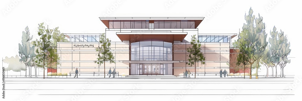 Welcomming Building Design This image showcases a modern building with a clean and simple design ...