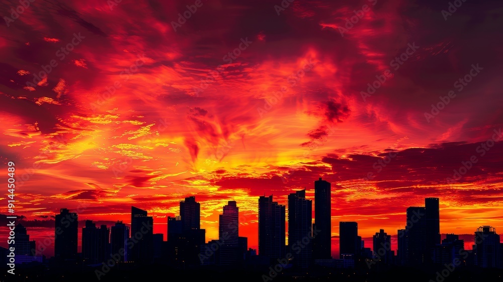 The silhouette of a modern city skyline is dramatically set against a vibrant, fiery sunset, symbolizing urban growth, energy, and the beauty of nature. The silhouette of a modern city skyline is dramatically set against a vibrant, fiery sunset, symbolizing urban growth, energy, and the beauty of nature.