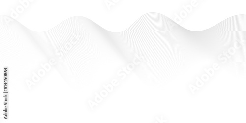 Abstract white blend digital wave line technology creative concept background. Minimal carve wavy white and gray flowing wave lines and glowing moving lines. Futuristic sound wave lines background.