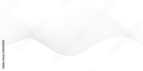 Abstract white blend digital wave lines and technology transparent background. Minimal carve wavy white and gray flowing wave lines and glowing moving lines. Futuristic sound wave lines background.
