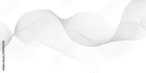 Abstract white blend digital wave line technology creative concept background. Minimal carve wavy white and gray flowing wave lines and glowing moving lines. Futuristic sound wave lines background.