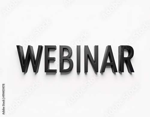 3D black 'Webinar' text on a plain white background.