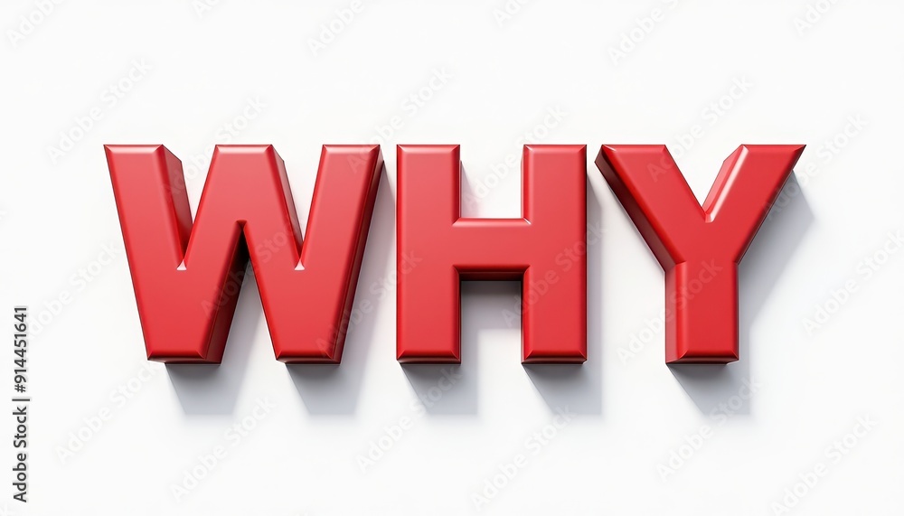 WHY word lettering, 3D render typography design background. Asking question, banner illustration. WHY word lettering, 3D render typography design background. Asking question, banner illustration.