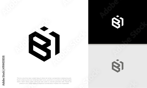 Initials BI logo design. Initial Letter Logo. Innovative high tech logo template.	