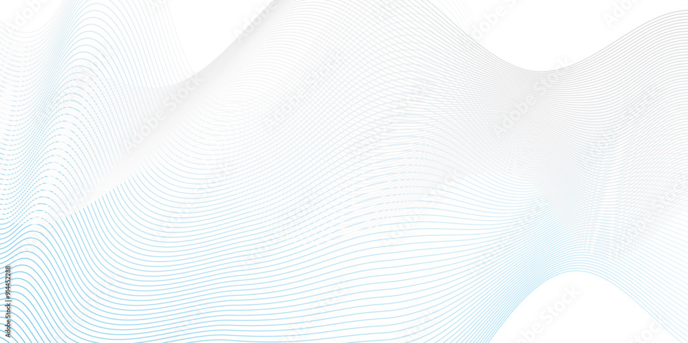 Naklejka premium Abstract white blend digital wave lines and technology transparent background. Minimal carve wavy white and gray flowing wave lines and glowing moving lines. Futuristic sound wave lines background.