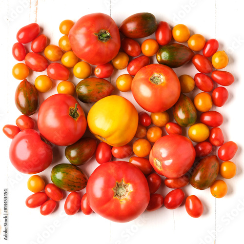 Wallpaper Mural Variety of home garden grown tomatoes including..Sun Sugar Yellow Cherry Tomatoes.Red Grape Tomatoes.Early Girl .Slicer Better Boy.Shimmer Small striped Torontodigital.ca