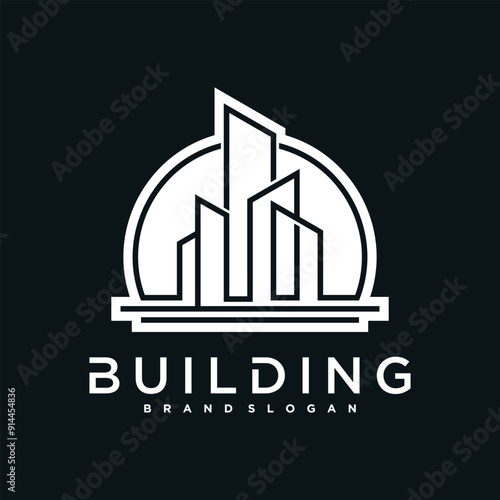 Creative building logo design construction. Premium Vector