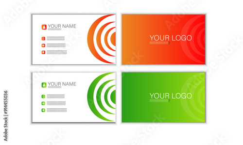  double sided business card design template . flat orange and green business card inspiration