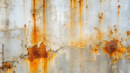 Weathered Concrete Wall with Rust Stains and Cracking  AI Generated photo