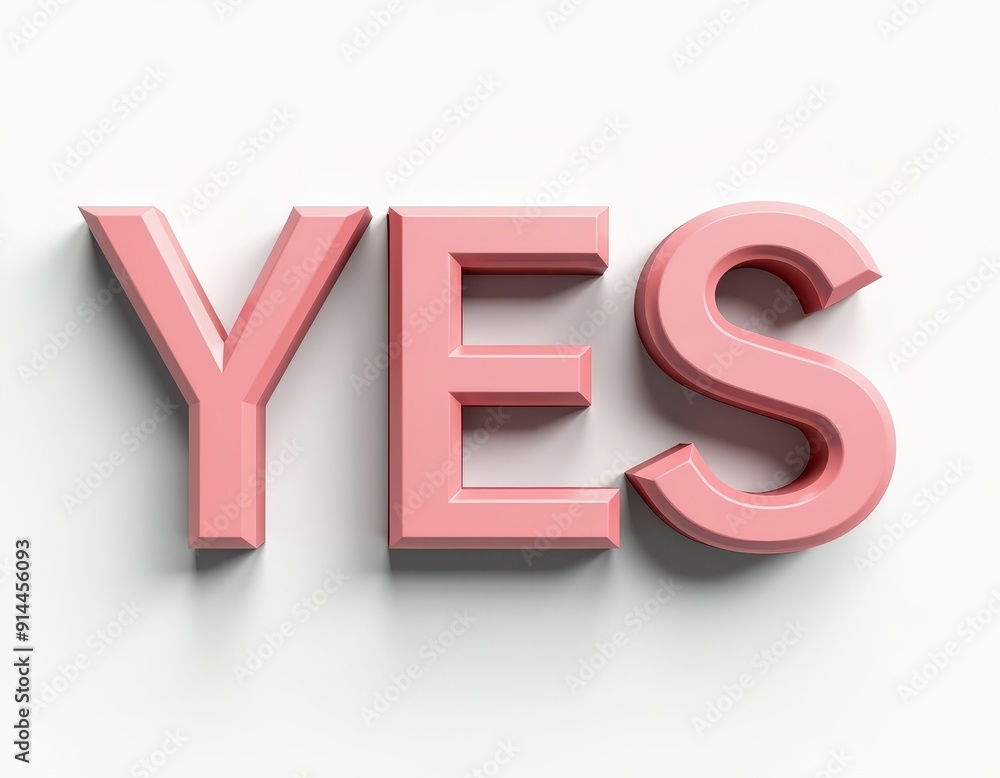 YES letters 3D render word typography design. Approve, agree, and answer concept web banner background illustration. YES letters 3D render word typography design. Approve, agree, and answer concept web banner background illustration.