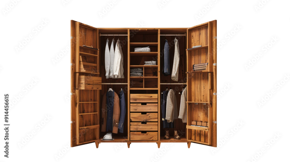 Wooden wardrobe on transparent background