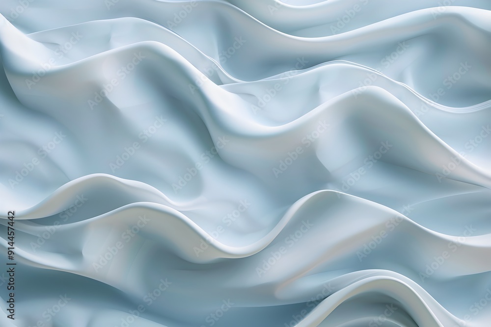 A close-up of an abstract wavy pattern made from soft, light blue foam material, with each wave representing the gentle movement and comfort associated with sleep. The neutral colored background highl A close-up of an abstract wavy pattern made from soft, light blue foam material, with each wave representing the gentle movement and comfort associated with sleep. The neutral colored background highl