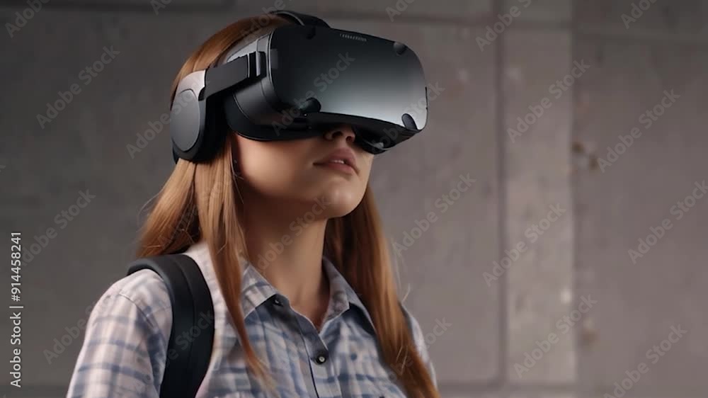 Young Woman Wearing a VR Headset Young Woman Wearing a VR Headset
