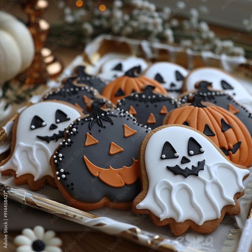 Halloween Cookies with Ghost, Pumpkin and Jack-o'-Lantern Designs Halloween Cookies with Ghost, Pumpkin and Jack-o'-Lantern Designs