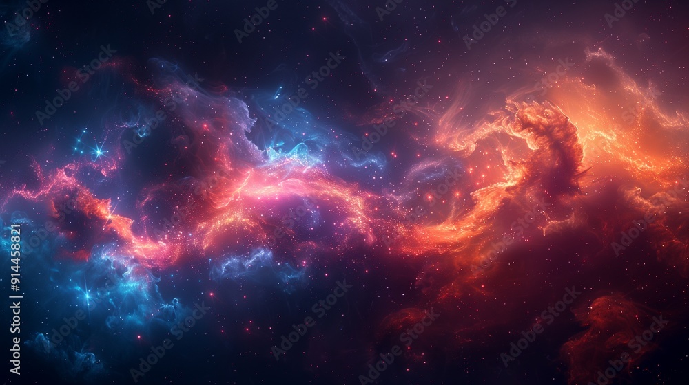 Fototapeta premium Colorful space galaxy cloud nebula. Stary night cosmos. Universe science astronomy. generative ai, gas