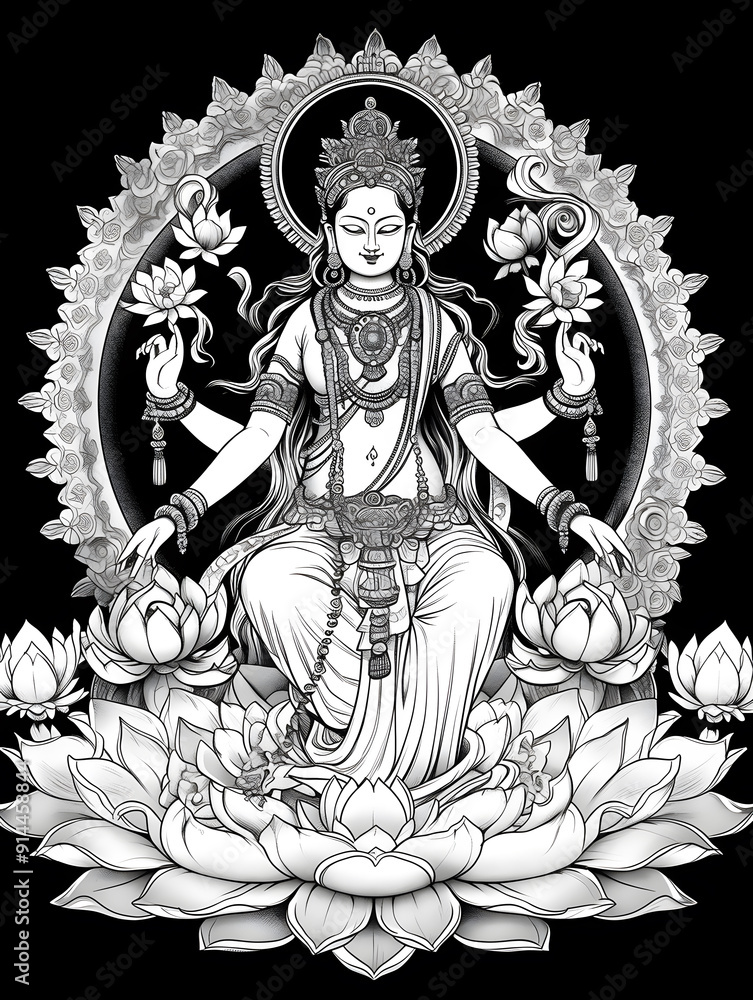 Fototapeta premium Om Hinduism art nouveau illustration