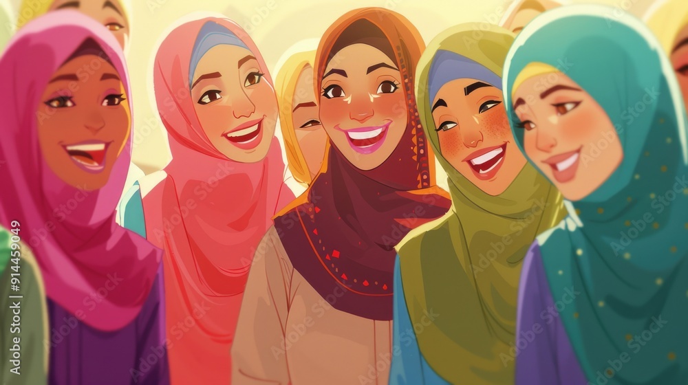 Muslim Women in Hijab Laughing and Happy Muslim Women in Hijab Laughing and Happy