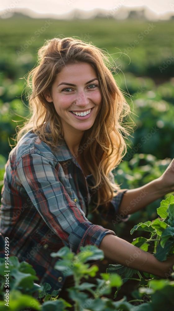 Portrait of a woman farmer in a harvest field Portrait of a woman farmer in a harvest field