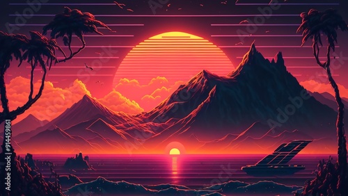 sunset over the mountains