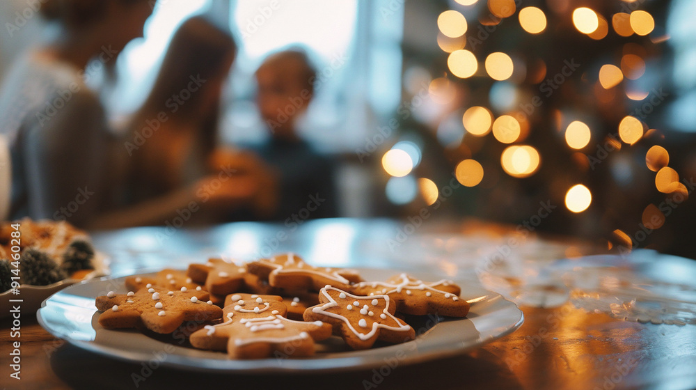 Christmas gingerbread cookies on a plate Christmas gingerbread cookies on a plate