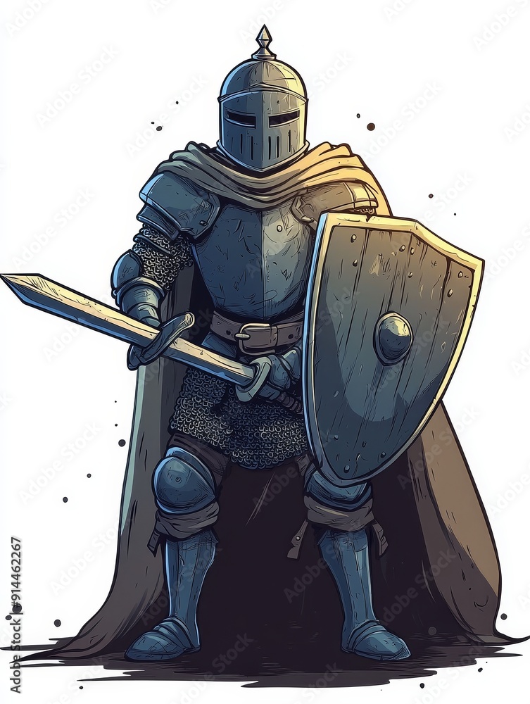Fototapeta premium A Knight in Shining Armor - Standing Tall and Ready for Battle