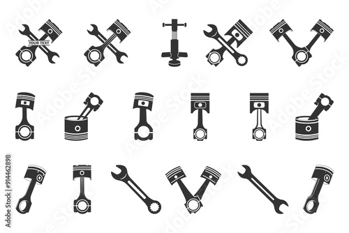 Piston Auto Car Logo SVG, Garage Repair, Car Repair, Piston Silhouette,