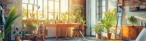 A detailed photograph of a modern room with vintageinspired decor, showcasing the blend of old and new Realistic Photo photo