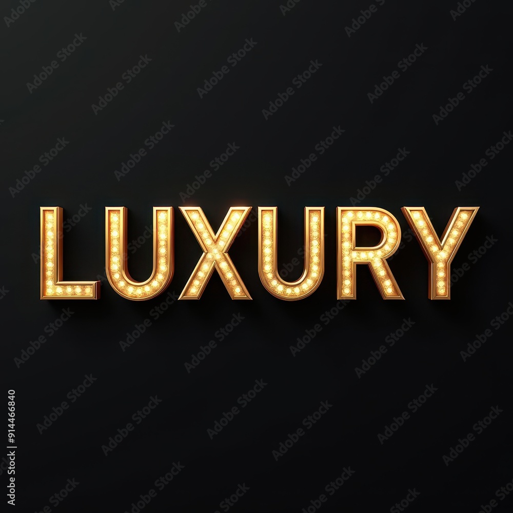 Luxury word 3D render lettering design background. Lux, quality, famous ...