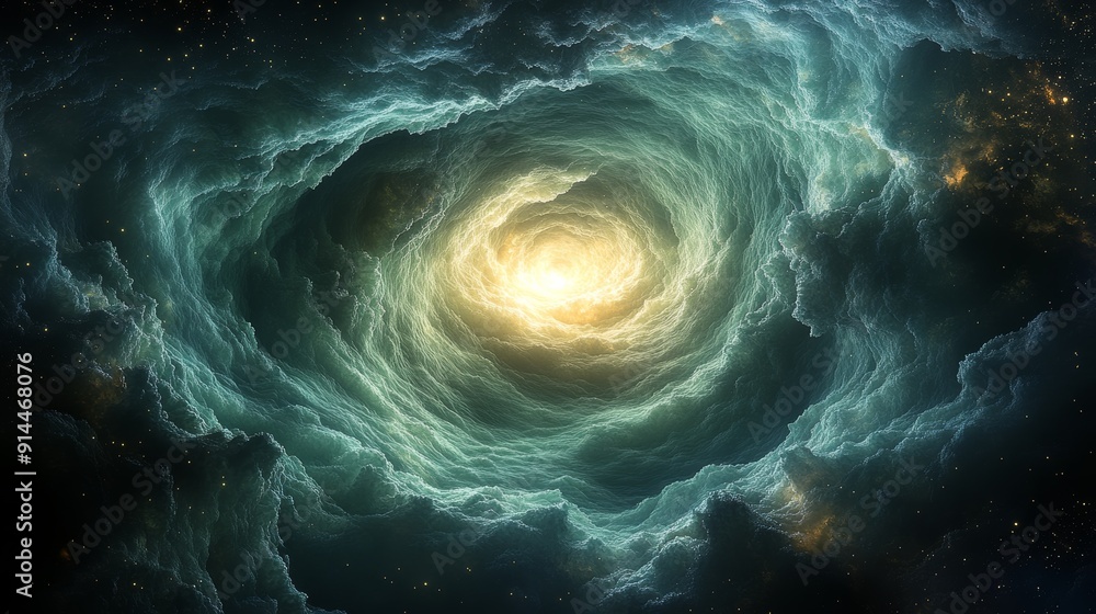 A spiral galaxy with a bright yellow center A spiral galaxy with a bright yellow center