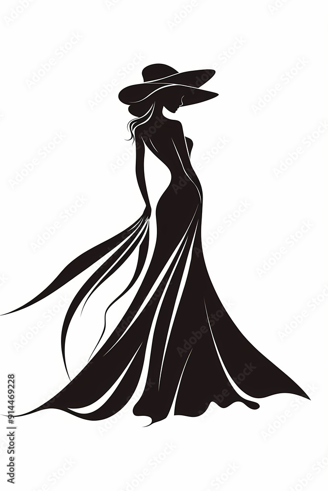 silhouette of a woman in a dress silhouette of a woman in a dress