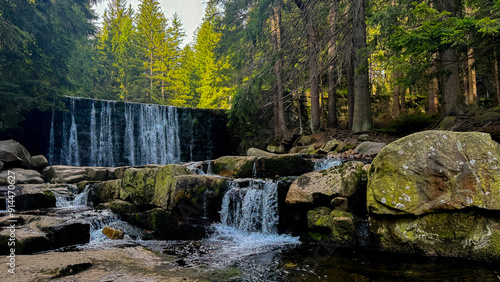 Wild waterfall in Karpacz, Poland photo