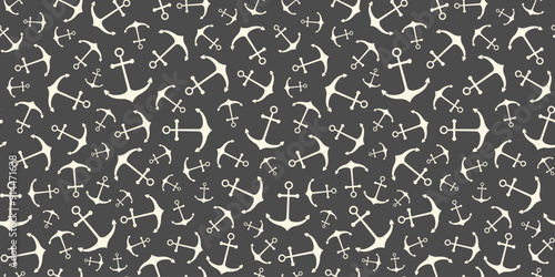 Nautical seamless pattern with ship anchors. Vector illustration