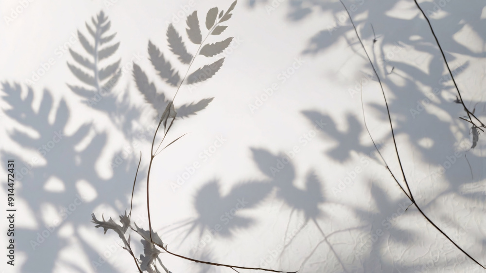 Obraz premium Leaves shadow and tree branch background. Natural leaves tree branch dark shadow