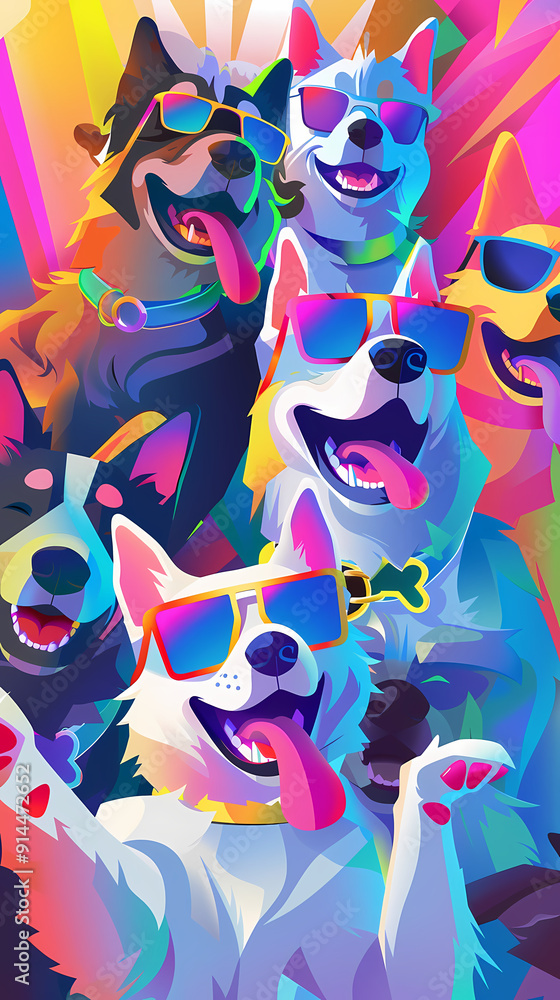 colorful background with dogs colorful background with dogs
