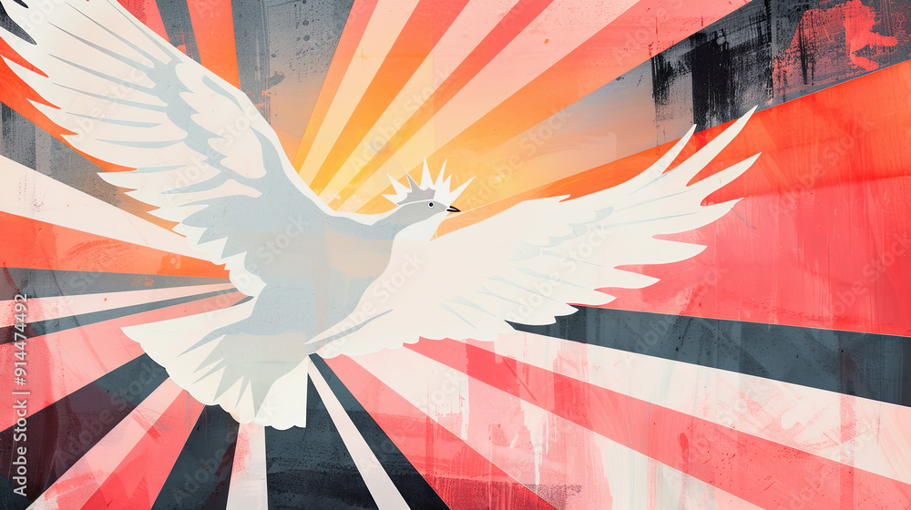 White dove flying in colorful abstract background peace hope freedom ...
