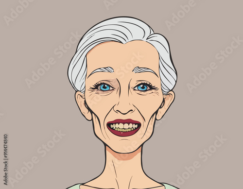 Anorexia senior woman with decayed teeth