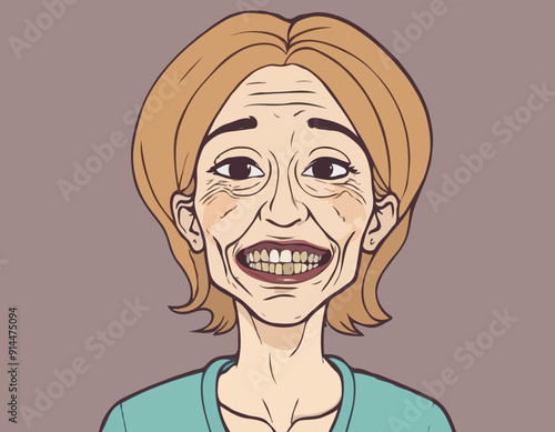 Anorexia senior woman with decayed teeth