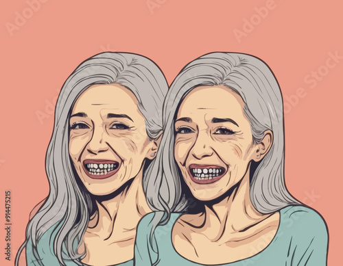 Anorexia senior woman with decayed teeth